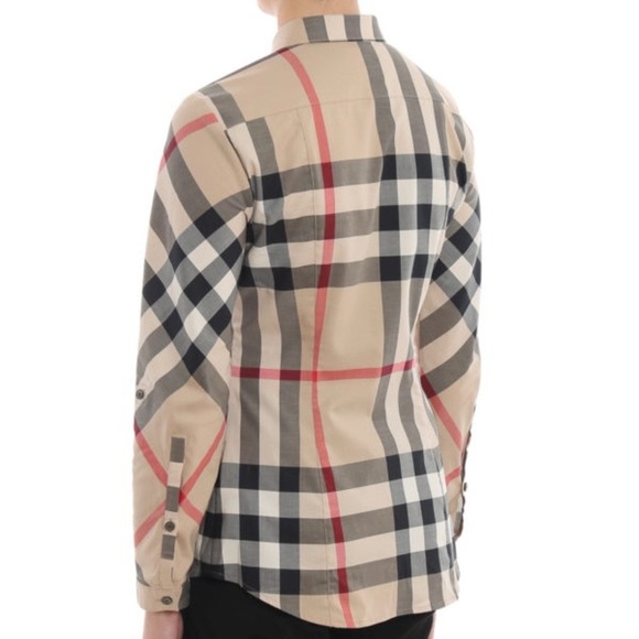 Burberry Britt Button Down Three Quarter Sleeve | Color Tan | Size: Small - Picture 4 of 12